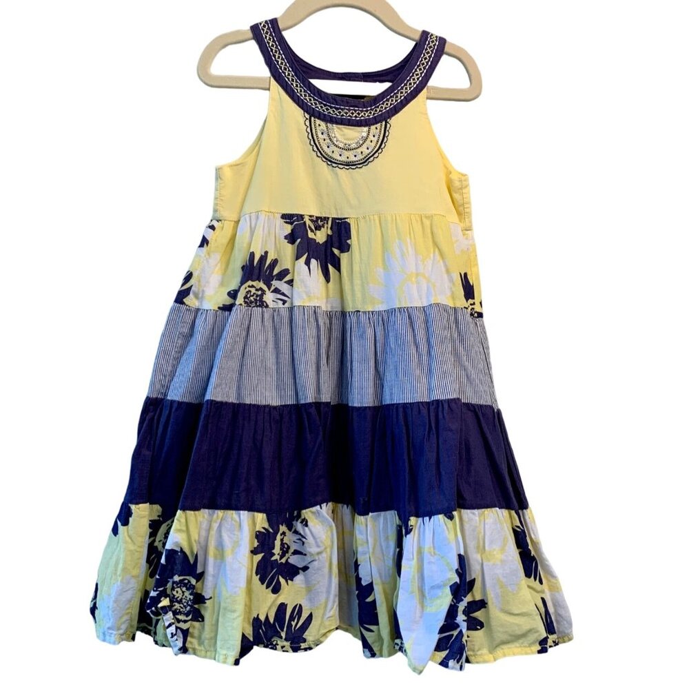 MILKSHAKE Girls Tribal Dress 4 4T Australian Yellow Summer Floral Tiered Girl